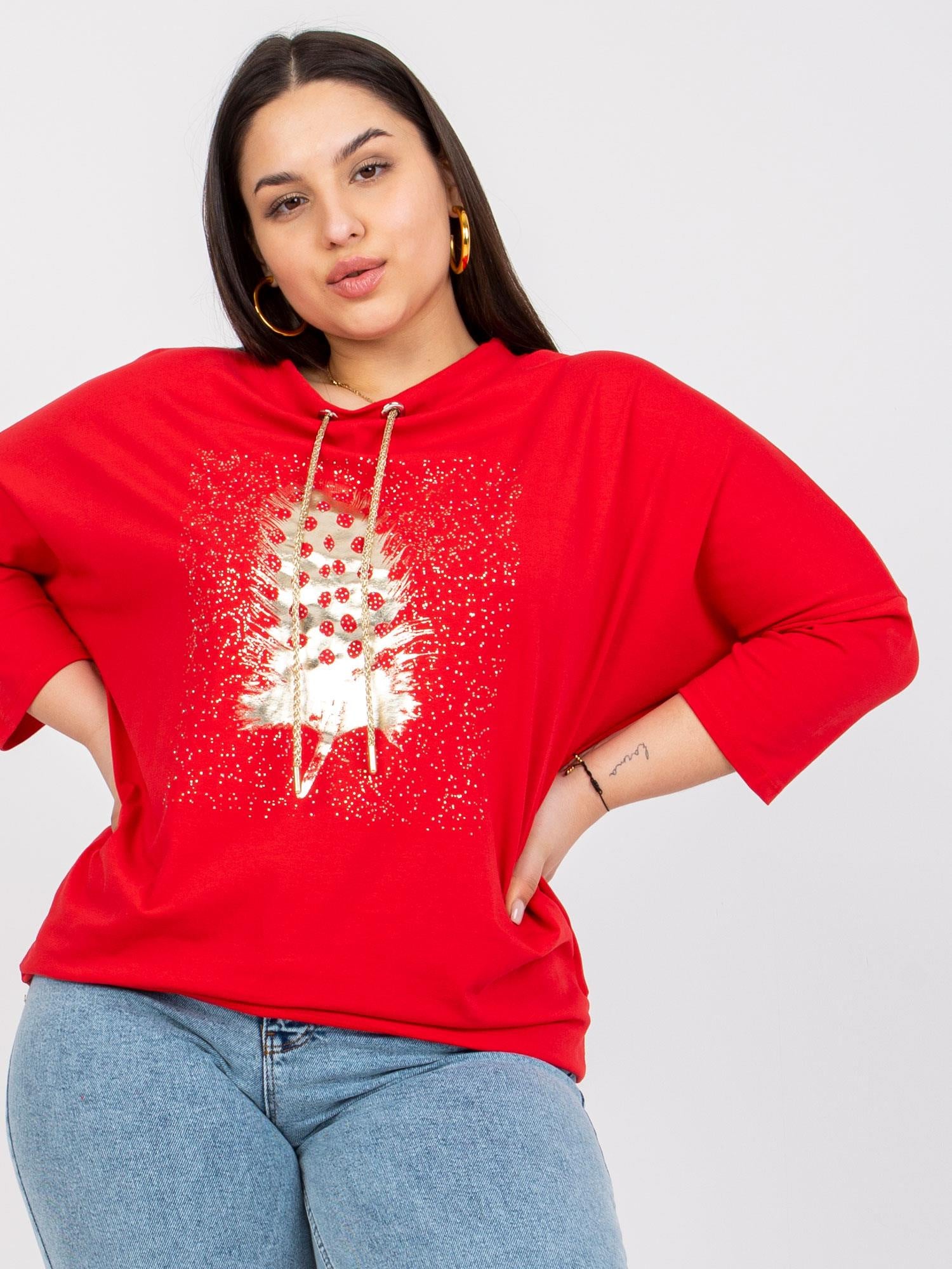 Czerwona bluzka plus size z bawełny