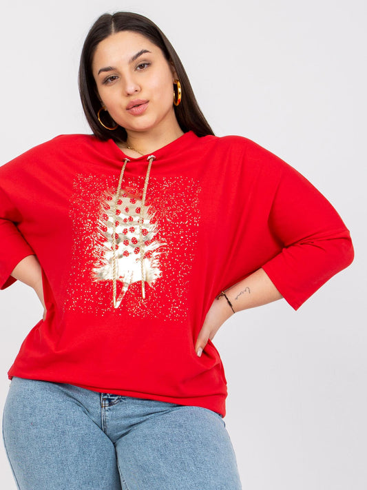 Czerwona bluzka plus size z bawełny