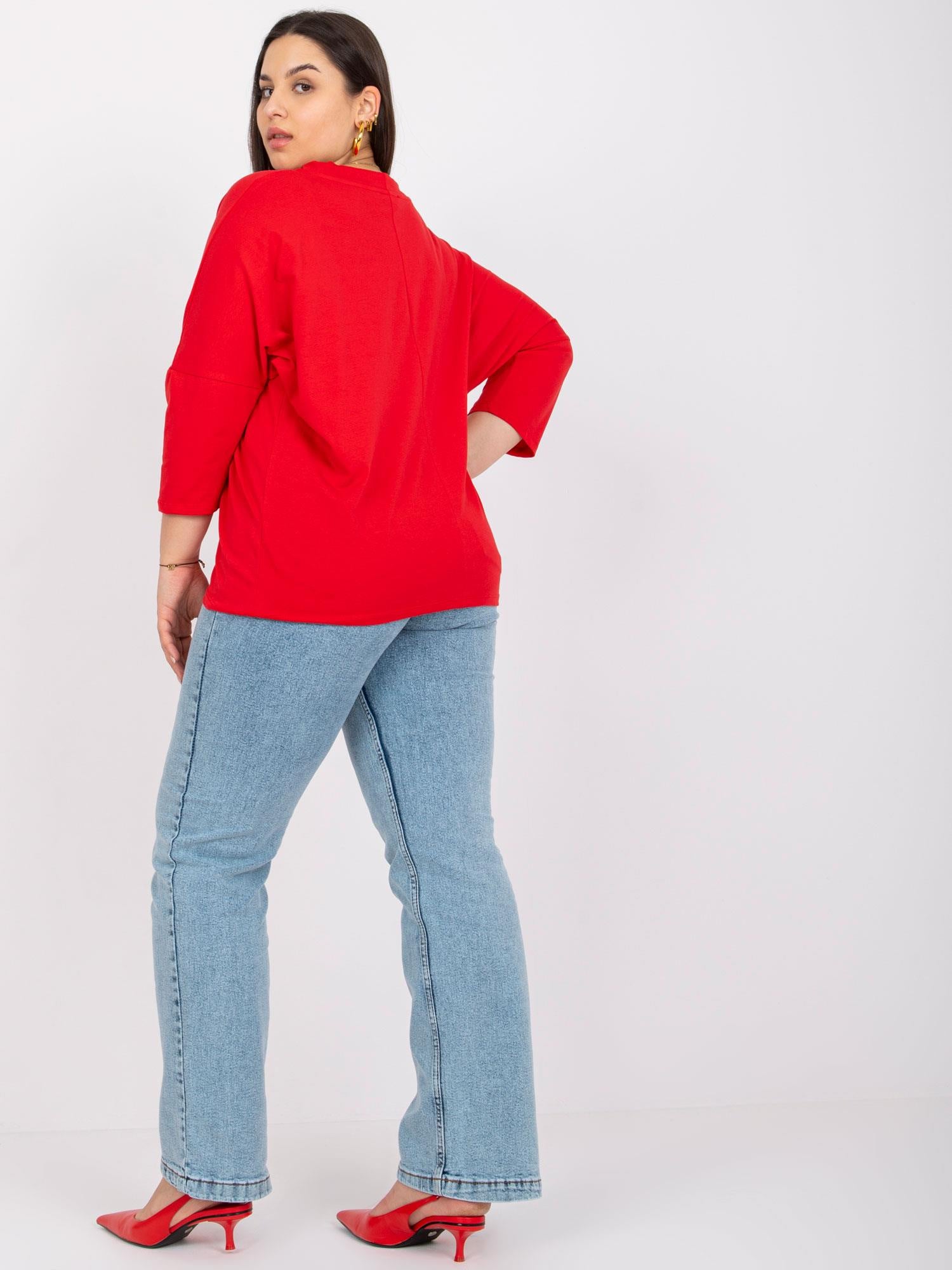 Czerwona bluzka plus size z bawełny