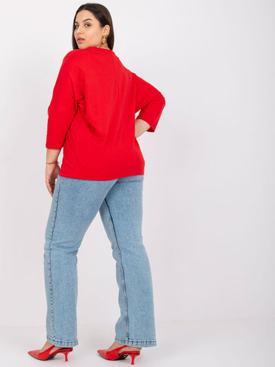 Czerwona bluzka plus size z bawełny