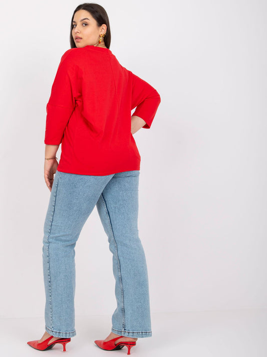 Czerwona bluzka plus size z bawełny