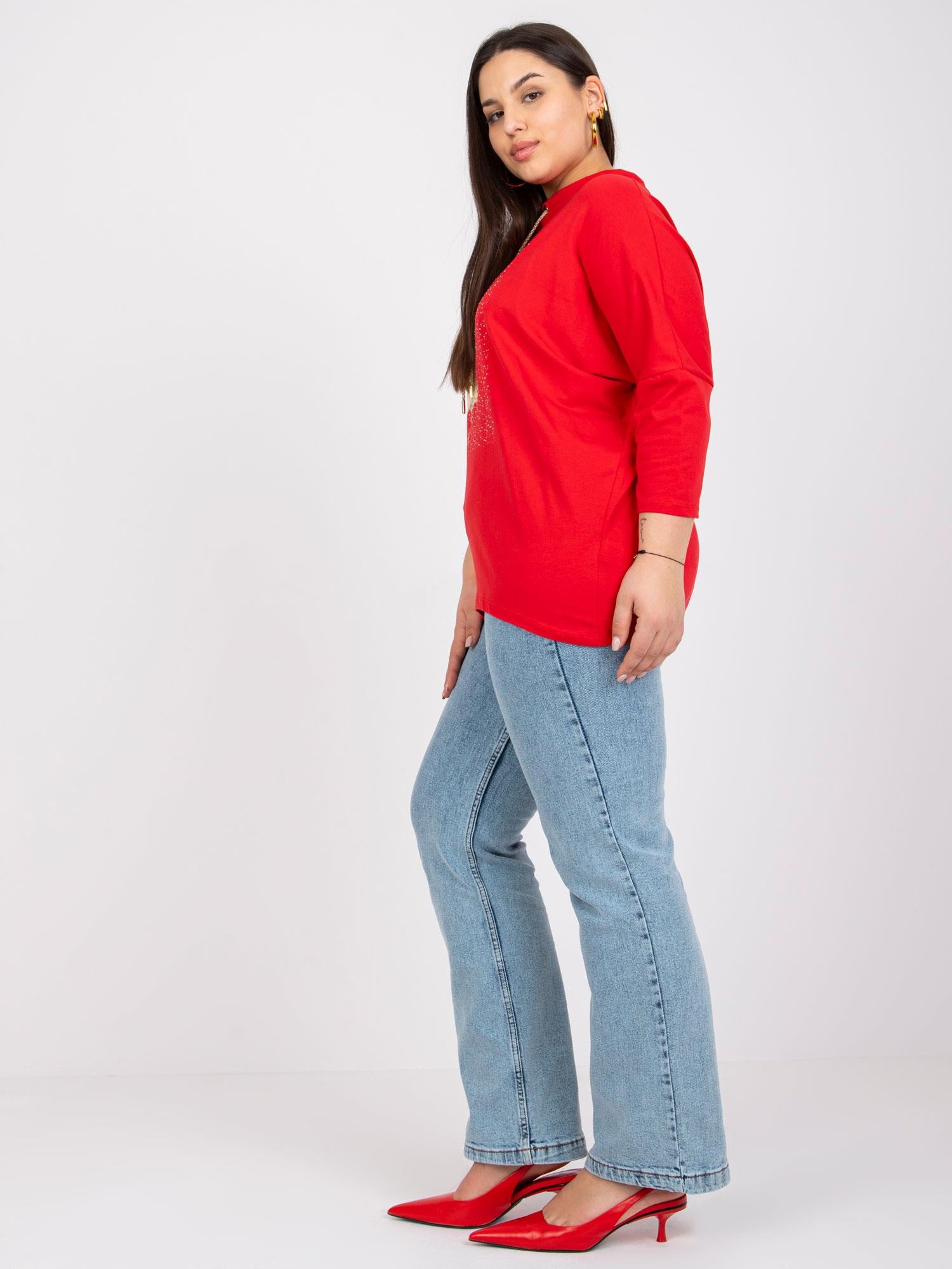 Czerwona bluzka plus size z bawełny