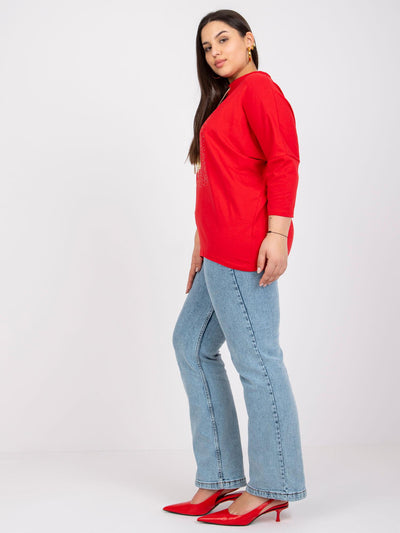 Czerwona bluzka plus size z bawełny