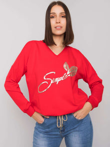 Czerwona bluzka plus size z printem