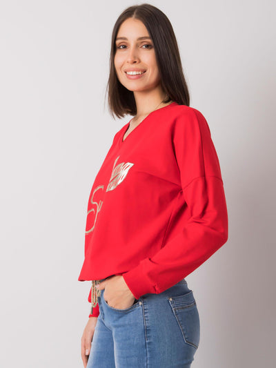 Czerwona bluzka plus size z printem