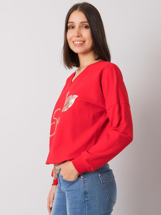 Czerwona bluzka plus size z printem