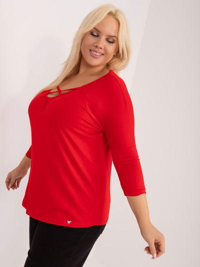 Czerwona wiskozowa bluzka plus size