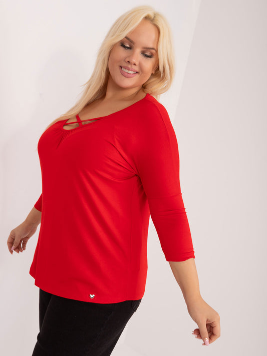 Czerwona wiskozowa bluzka plus size