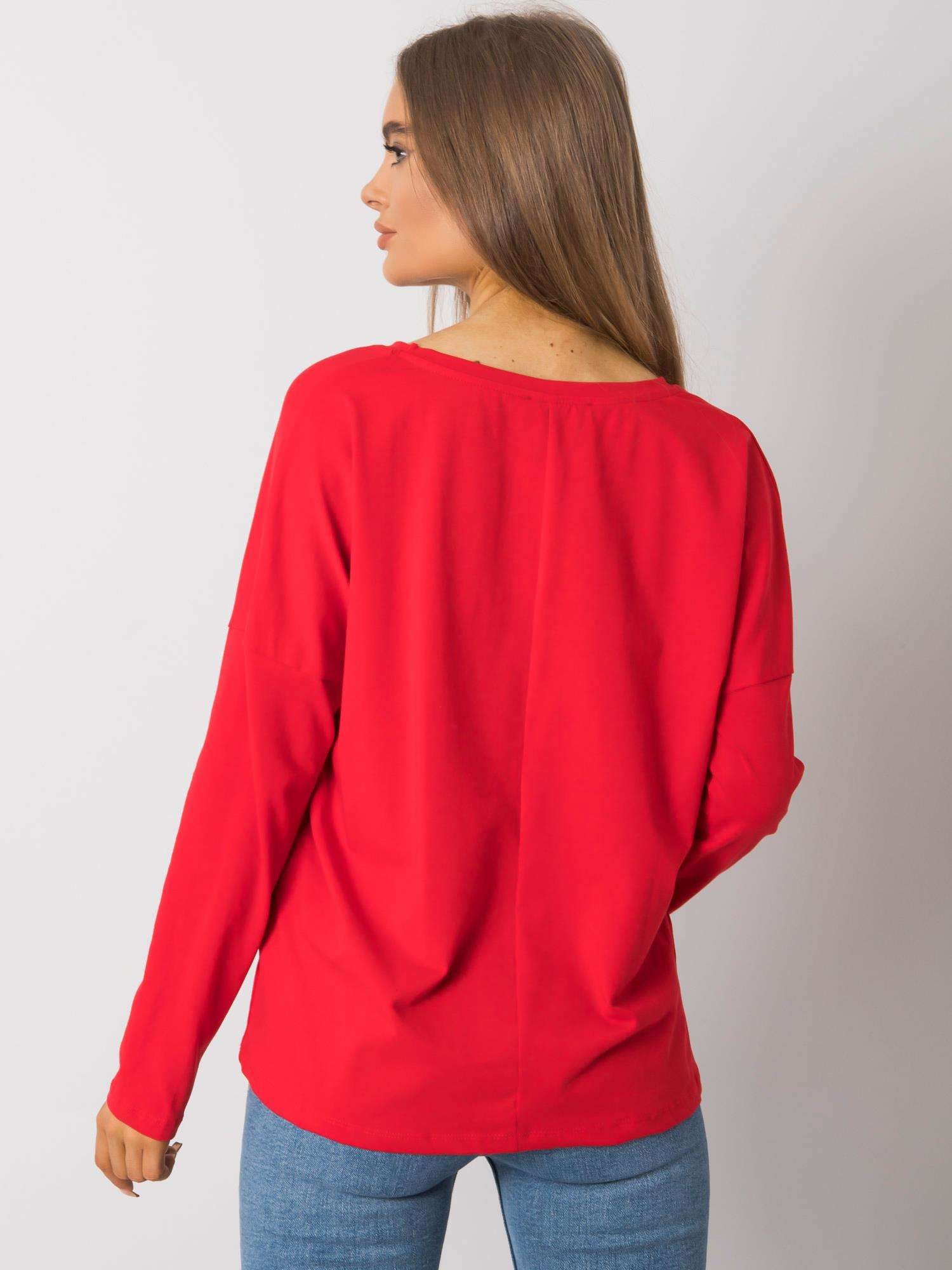 RUE PARIS Czerwony bawełniany longsleeve damski
