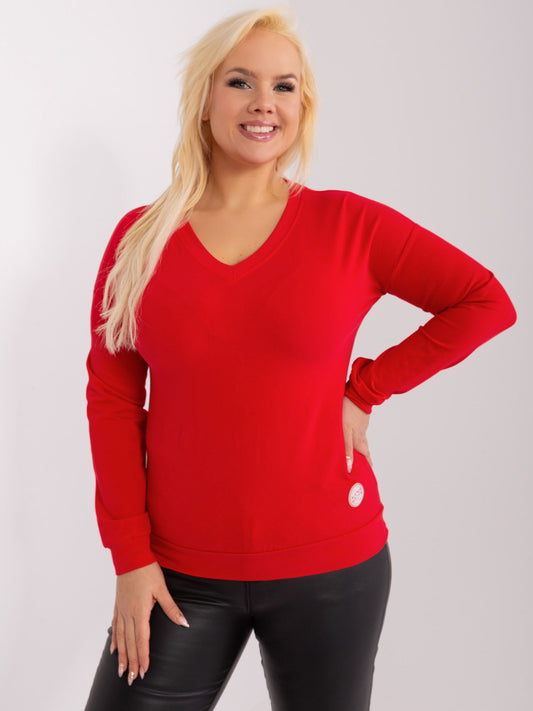 Czerwona bluzka plus size z długim rękawem