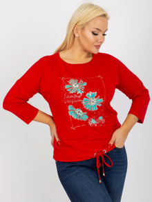 Czerwona damska bluzka plus size ze ściągaczem