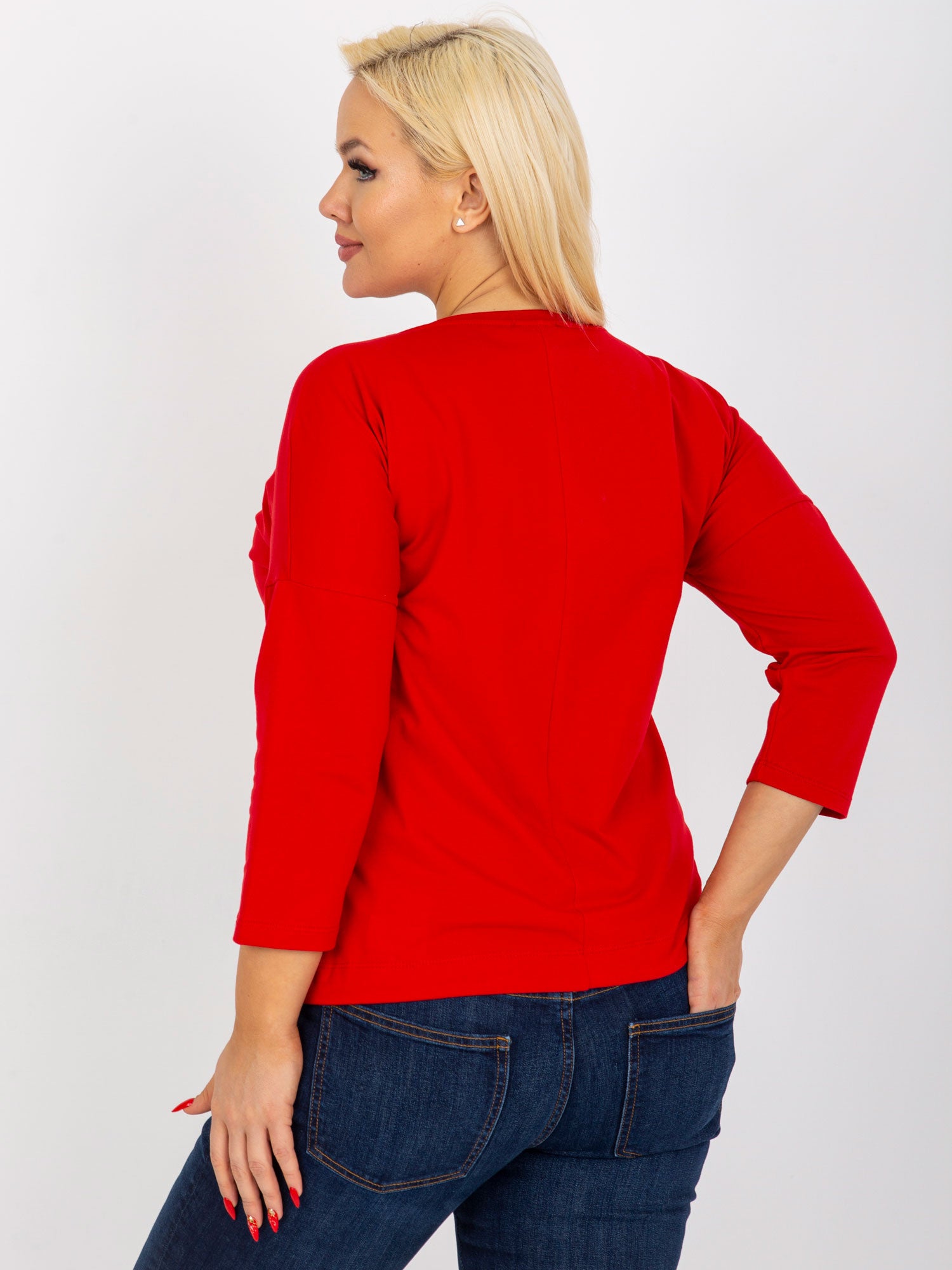 Czerwona damska bluzka plus size ze ściągaczem