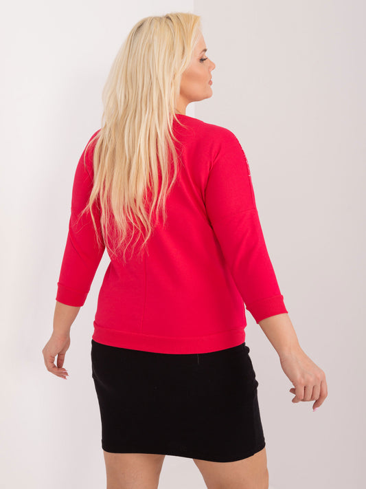 Czerwona damska bluzka plus size z nadrukiem