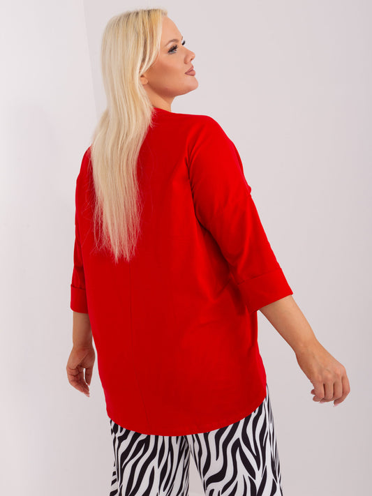 Czerwona bluzka plus size z okrągłym dekoltem