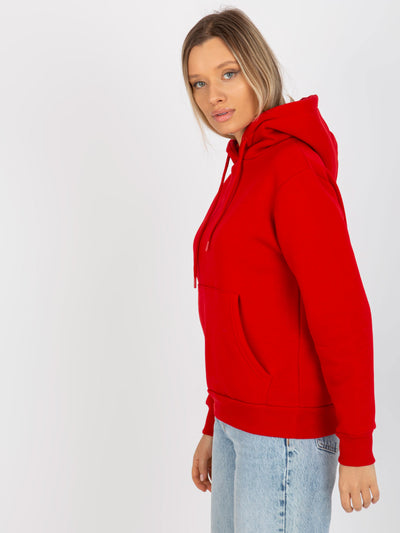 Czerwona dresowa bluza basic kangurka RUE PARIS