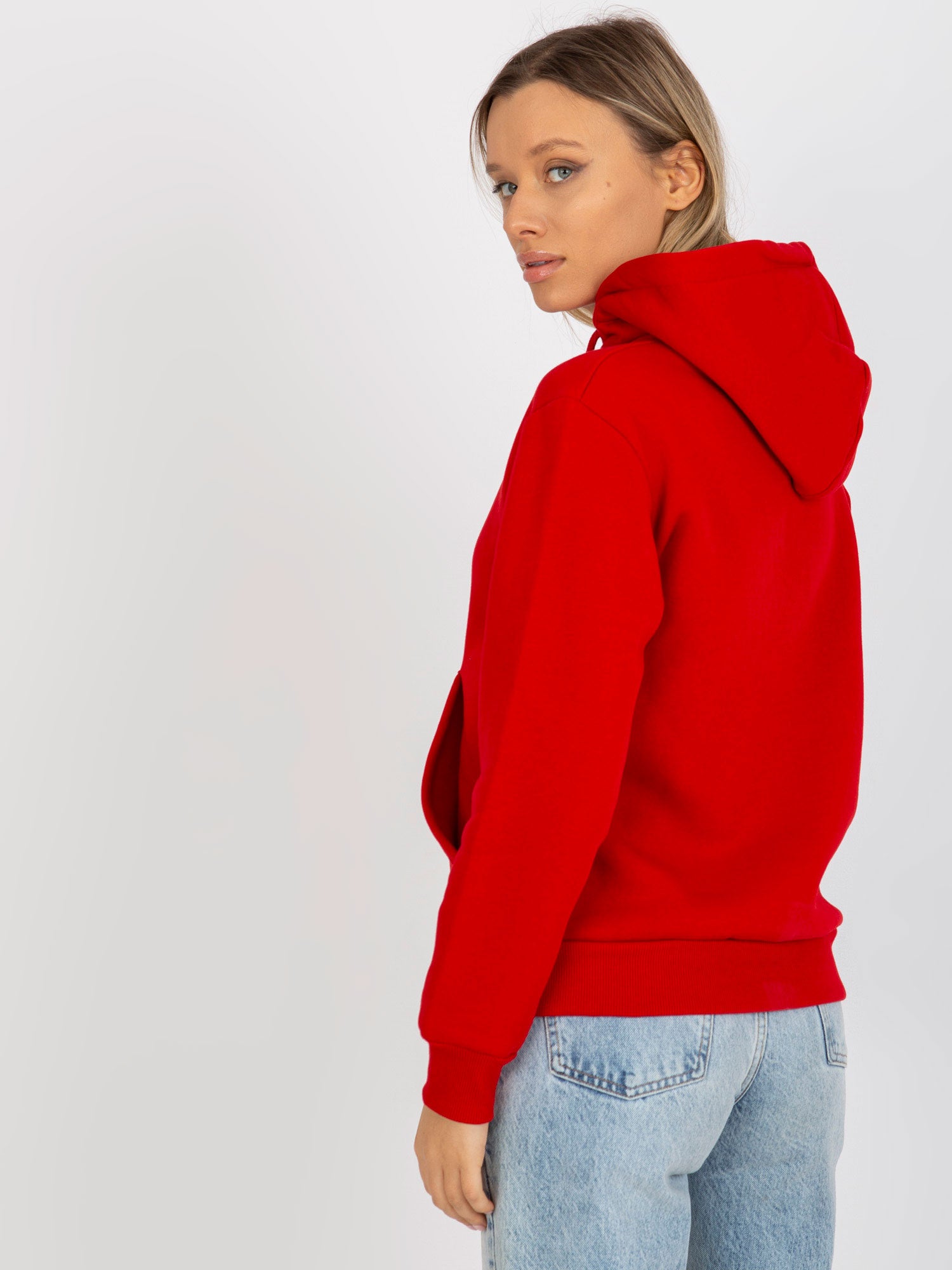 Czerwona dresowa bluza basic kangurka RUE PARIS