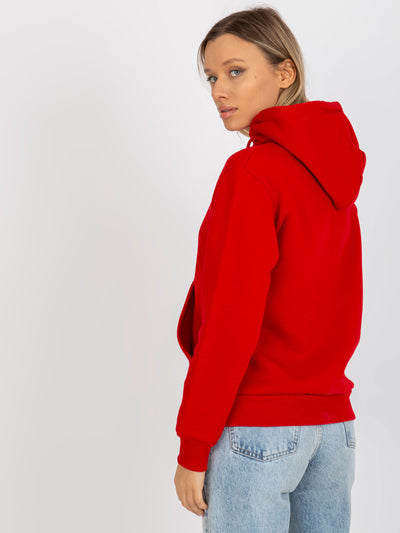 Czerwona dresowa bluza basic kangurka RUE PARIS