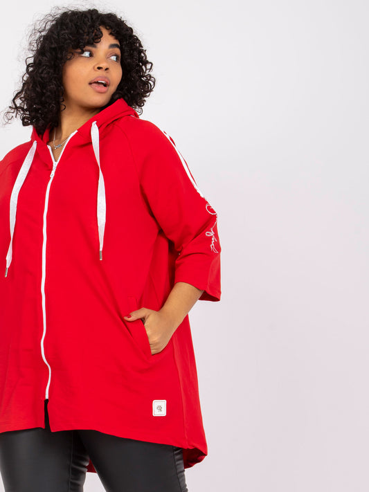 Czerwona dresowa bluza plus size z aplikacją
