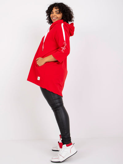 Czerwona dresowa bluza plus size z aplikacją