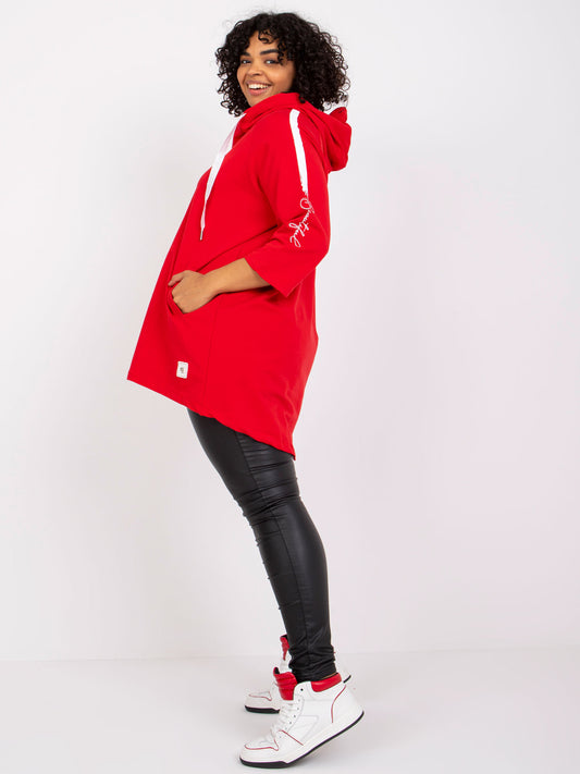 Czerwona dresowa bluza plus size z aplikacją