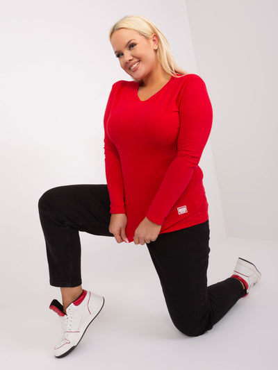 Czerwona bluzka plus size z okrągłym dekoltem
