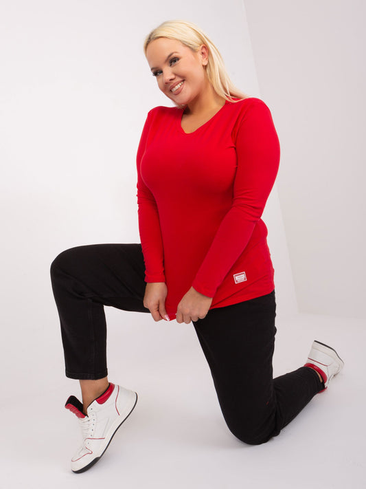 Czerwona bluzka plus size z okrągłym dekoltem