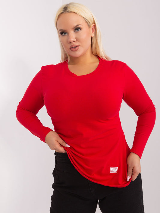 Czerwona bluzka plus size z okrągłym dekoltem