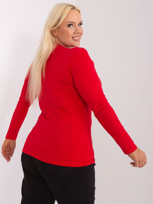 Czerwona bluzka plus size z okrągłym dekoltem