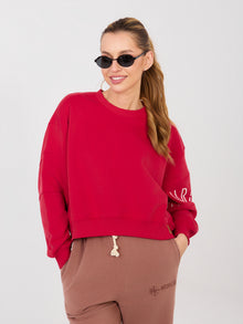 NATURAL SIDE Czerwona krótka bluza z haftowanym napisem