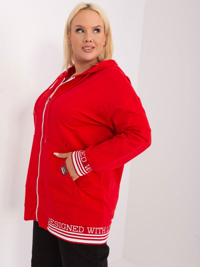 Czerwona bluza plus size z ozdobnymi ściągaczami