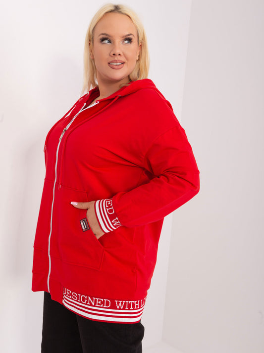Czerwona bluza plus size z ozdobnymi ściągaczami