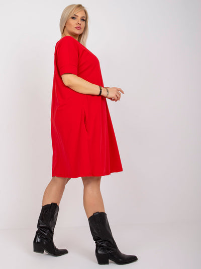 Czerwona luźna sukienka plus size