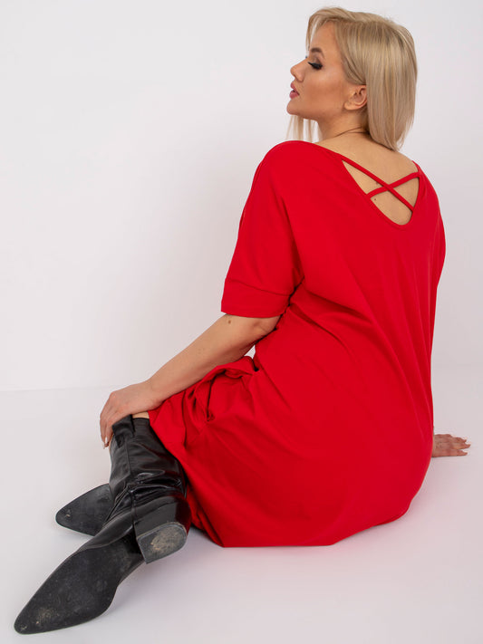 Czerwona luźna sukienka plus size