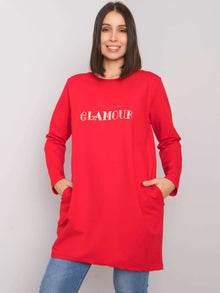 Czerwona tunika plus size z napisem