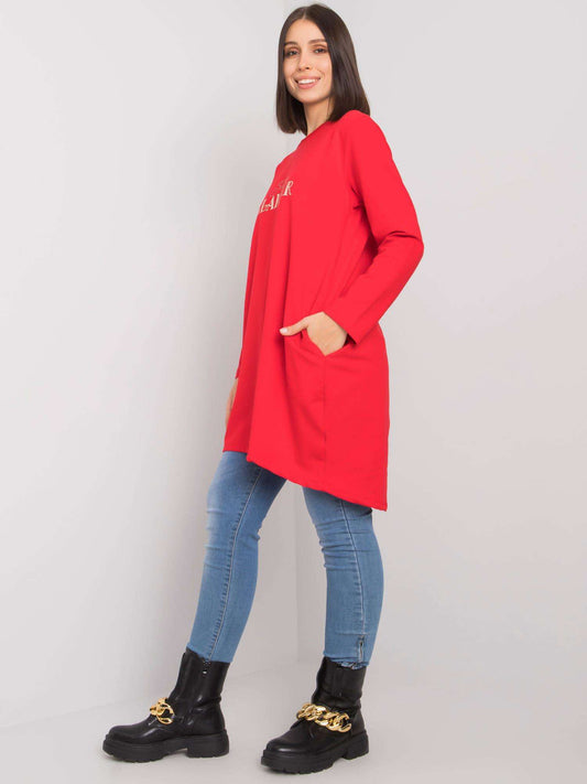 Czerwona tunika plus size z napisem
