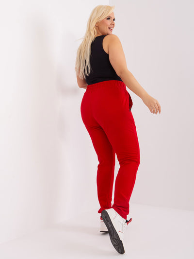 Czerwone dresowe spodnie plus size z wiązaniem