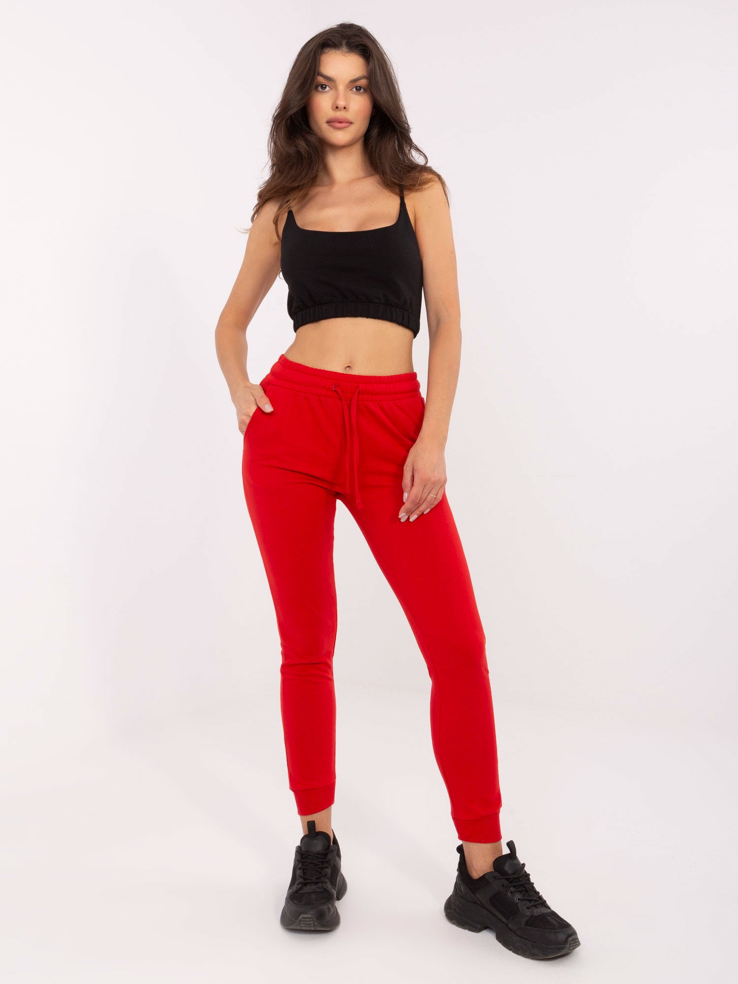 BASIC FEEL GOOD Czerwone dresowe spodnie jogger