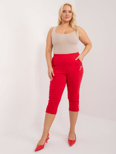 Czerwone dopasowane spodnie 3/4 plus size