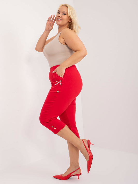 Czerwone dopasowane spodnie 3/4 plus size