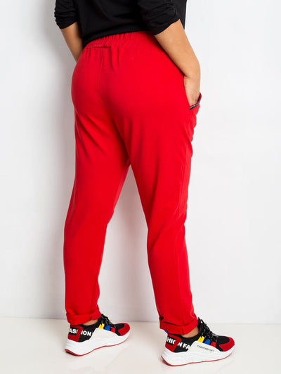 Czerwone bawełniane spodnie plus size