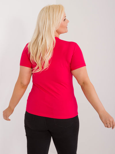 Czerwony dopasowany t-shirt plus size z napisem