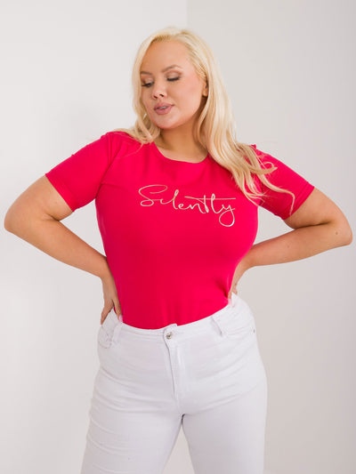 Czerwony casualowy t-shirt plus size z bawełny