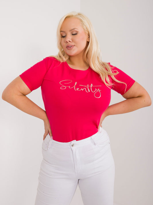 Czerwony casualowy t-shirt plus size z bawełny