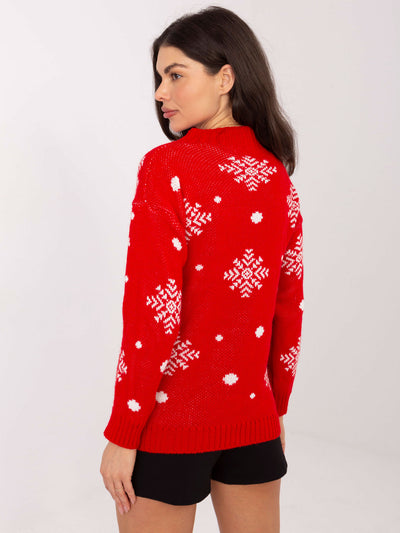 Czerwony świąteczny sweter z napisem Merry Christmas