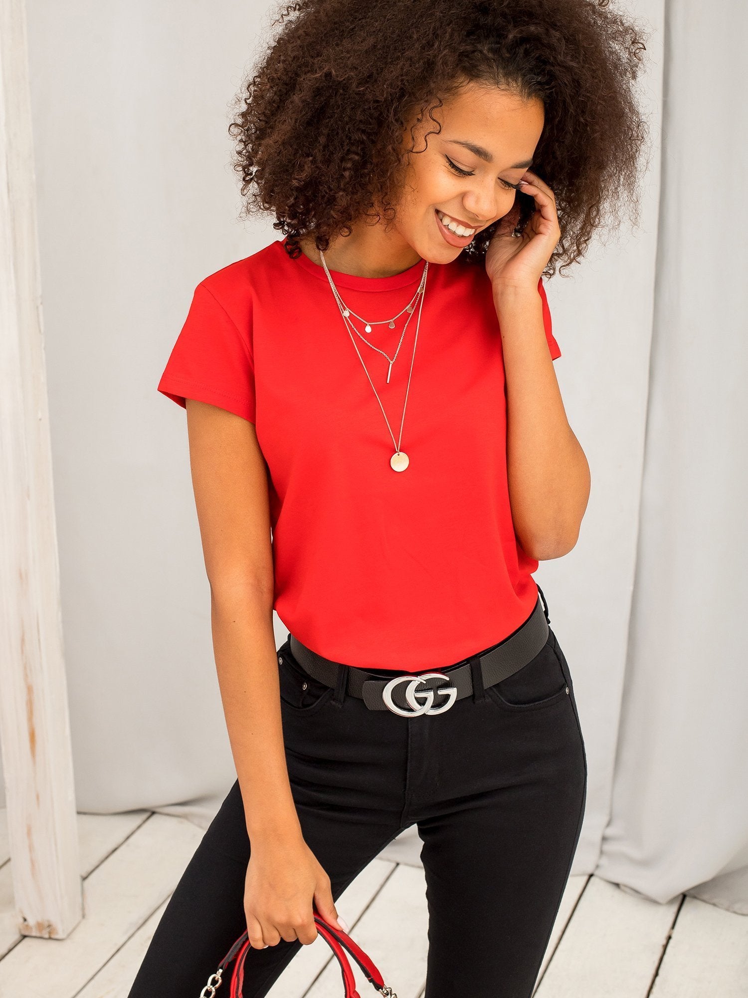 Czerwony t-shirt Peachy