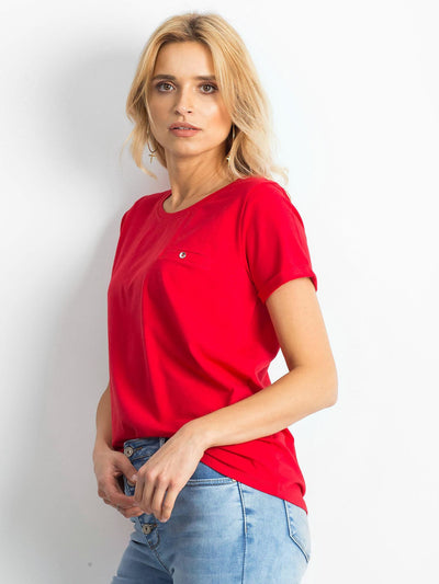 Bawełniany t-shirt damski basic czerwony