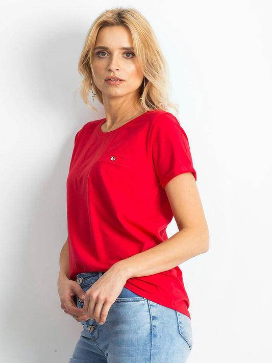 Bawełniany t-shirt damski basic czerwony