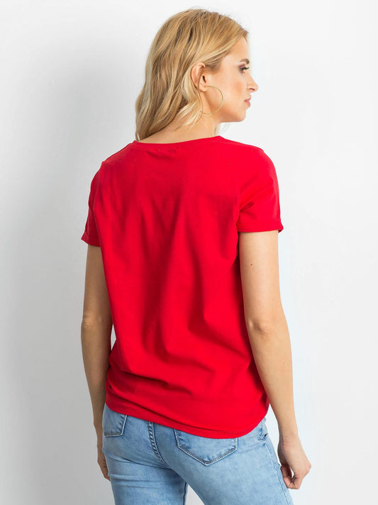 Bawełniany t-shirt damski basic czerwony