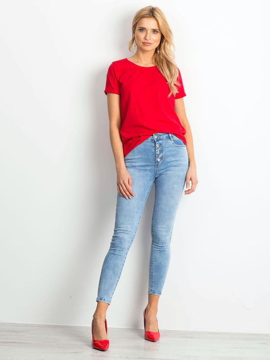 Bawełniany t-shirt damski basic czerwony