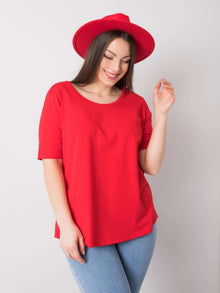 Czerwony bawełniany t-shirt damski plus size
